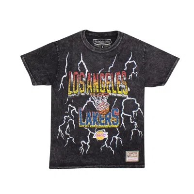 Shop Mitchell & Ness Black Nba Vintage Lightning Lakers T-shirt