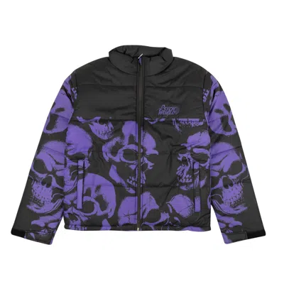 Shop Psychworld 95-psy-0004/s Skull_puffer_black/purple Black/purple  Skull Print Puffer