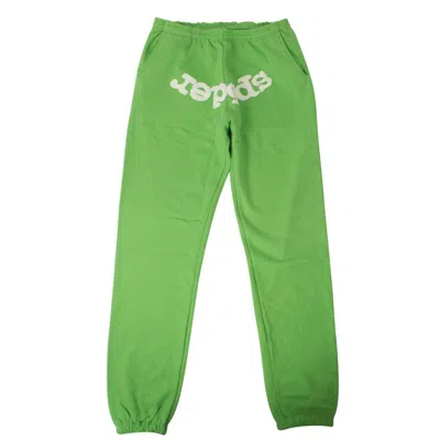 Shop Sp5der Nwt  Green Cotton Logo Print Sweatpants