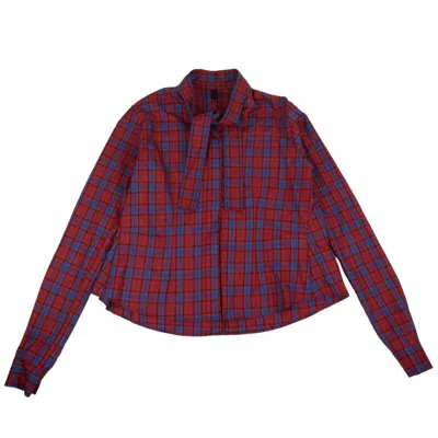 Shop Ben Taverniti Unravel Project Plaid Bow Shirt - Red/blue In Multi