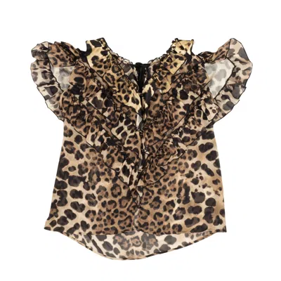 Shop Rodarte Leopard Print Silk Short Sleeve Blouse - Brown