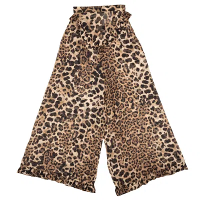 Shop Rodarte Leopard Print Silk Ruffled Pants - Brown