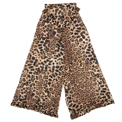 Rodarte Leopard Print Silk Ruffled Pants - Brown In Brown