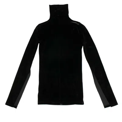 Shop Ben Taverniti Unravel Project Velour Mock Neck Long Sleeve Top - Black