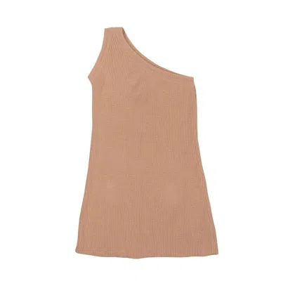 Shop Ben Taverniti Unravel Project Cotton One Shoulder Knit Mini Dress - Pink