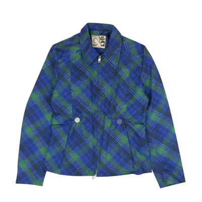 Shop Stefan Cooke Studded Plaid Tartan Print Jacket - Blue/green