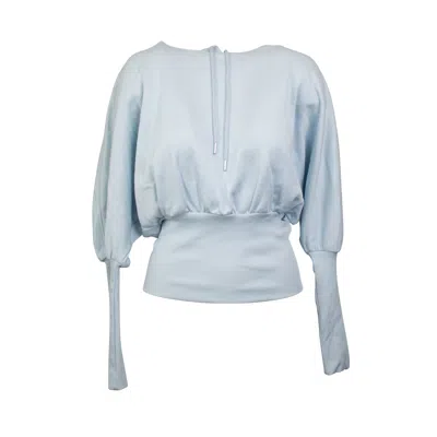 Shop Opening Ceremony Dust Blue Satin And Fleece Hoodie