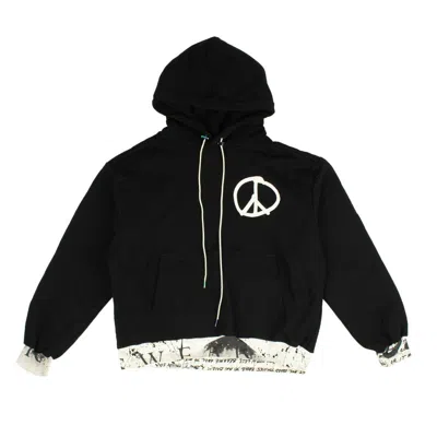 Shop Bossi Peace Sign Hoodie Sweatshirt - Black/white