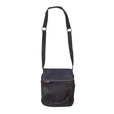 Shop Chrome Hearts Leather Messenger Bag - Navy Blue