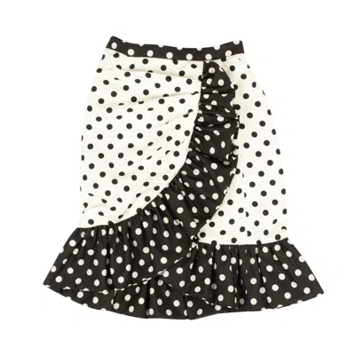 Shop Rodarte Polka Dot Ruffle Skirt - White/black In Multi