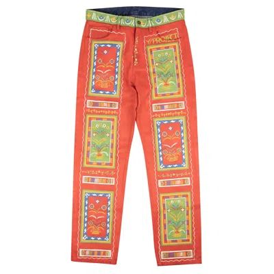 Shop Y/project Print Hand Painted Multi Denim Jeans - Red