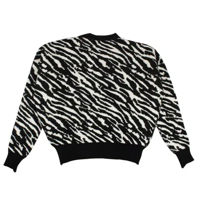 Shop Ben Taverniti Unravel Project Black/white Wool Zebra Print Sweater