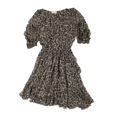 Shop Faith Connexion Silk Leopard Off-shoulder Dress - Multi