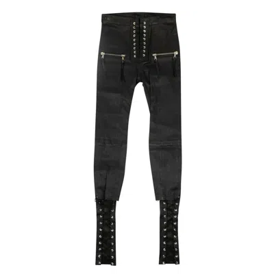 Shop Ben Taverniti Unravel Project Leather Lace Up Skinny Pants - Black