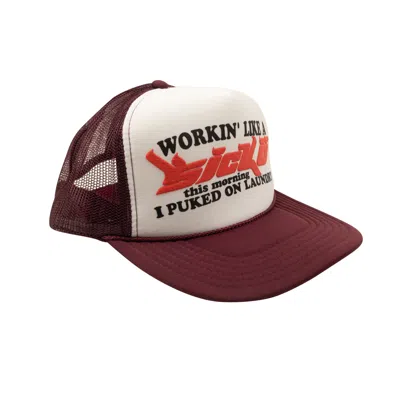 Shop Sicko Burgundy And White Working Like A  Trucker Hat In Red