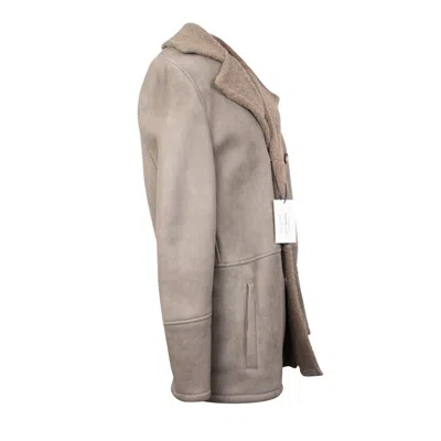Shop Isaia Grey Button Down Wool Coat