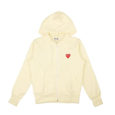 Shop Comme Des Garçons Play Comme Des Gar�ons Play Red Heart Zip Up Hoodie - Ivory In White