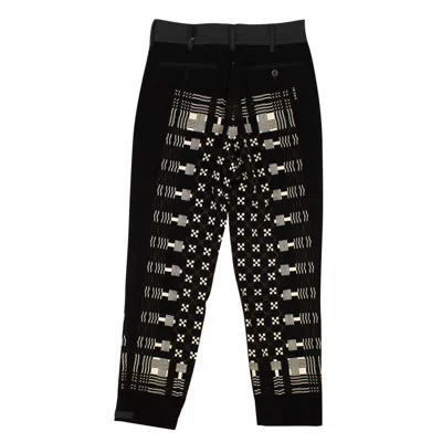 Shop Sacai Black Cotton Geometric Print Throughout Pants In Multi