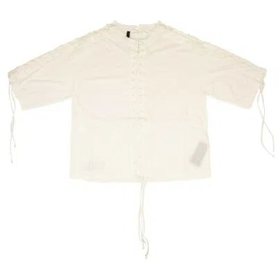 Shop Ben Taverniti Unravel Project Lace Up T-shirt - Ivory In White