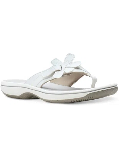 Shop Clarks Brinkley Flora Womens Faux Leather Snake Print Thong Sandals In White