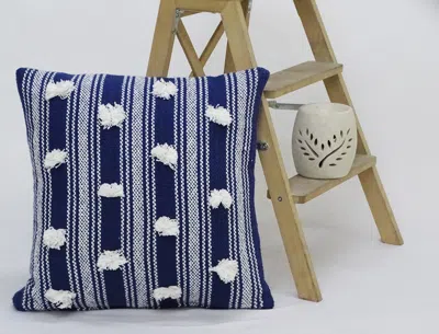 Shop Vibhsa Blue Decorative Throw Pillow With Pom Pom