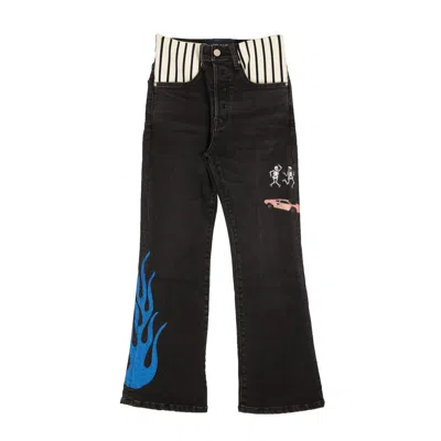 Lost Daze Stripe Spandex Waist Jeans - Black In Black
