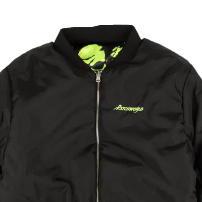 Shop Psychworld Black & Green Reversible Skull Bomber Jacket In Multi