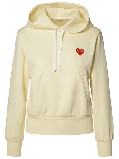 Shop Comme Des Garçons Play Ivory Polyester Sweatshirt In Beige