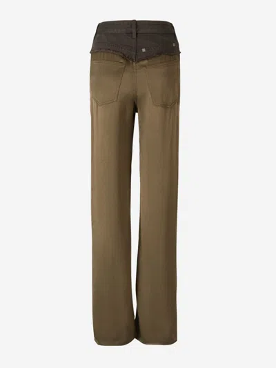 Givenchy Oversized Jeans In Mixed Denim And Viscose In Dark Khaki