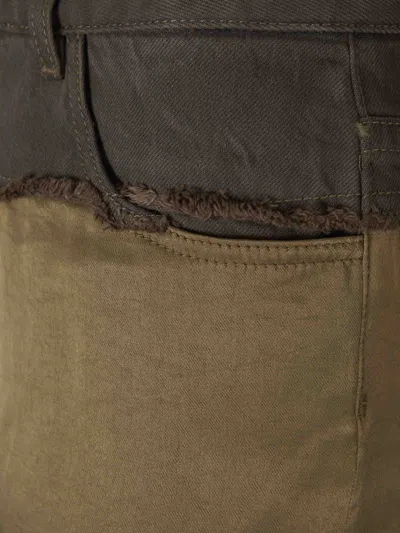 Shop Givenchy Mixed Oversize Jeans In Dark Khaki