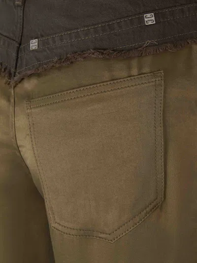 Givenchy Oversized Jeans In Mixed Denim And Viscose In Dark Khaki