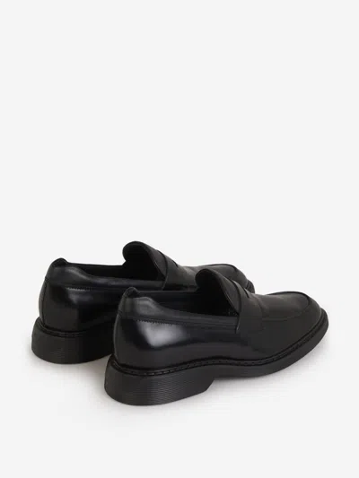 Shop Hogan Leather Loafers In Black