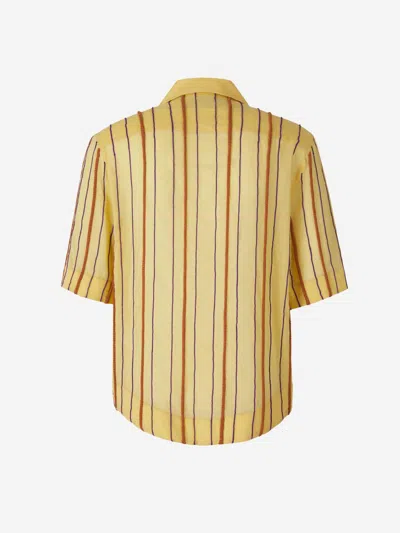 Shop Jacquemus Embossed Striped Motif Shirt In Yellow, Terracotta, And Purple