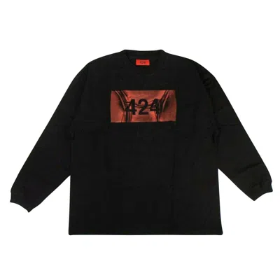 Shop 424 On Fairfax Cotton Logo Long Sleeve Crew Neck T-shirt - Black/red