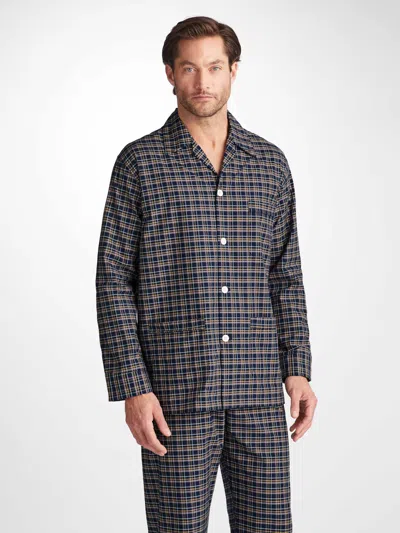 Shop Derek Rose Men's Classic Fit Pyjamas Barker 37 Cotton Navy