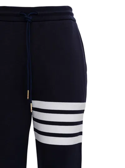 Shop Thom Browne Blue Cotton Jogger With 4 Bar Detail