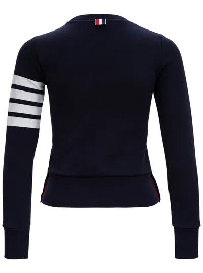 Shop Thom Browne Blue Jersey Sweatshirt With 4bar Detail