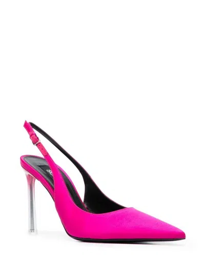 Sergio Rossi Lateral Mini Buckle Slingback In Pink / Crystal