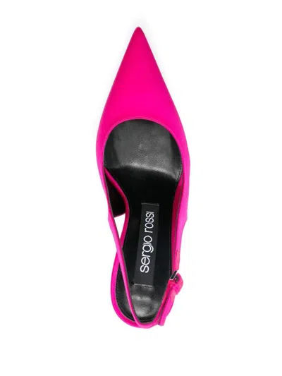 Sergio Rossi Lateral Mini Buckle Slingback In Pink / Crystal