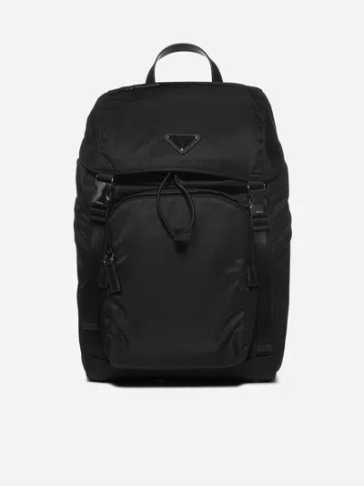 Shop Prada Re-nylon And Leather Backpack In Black