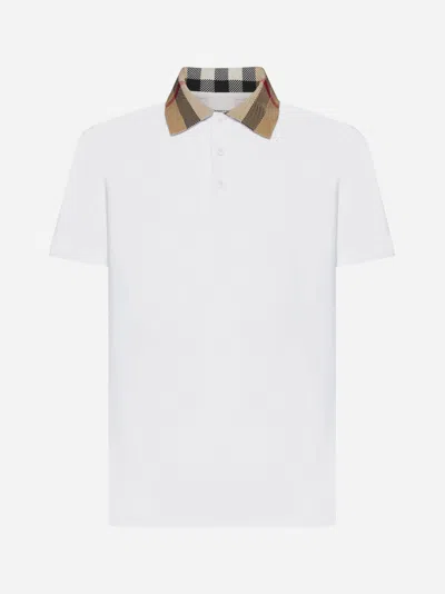 Shop Burberry Cody Cotton Polo Shirt In White