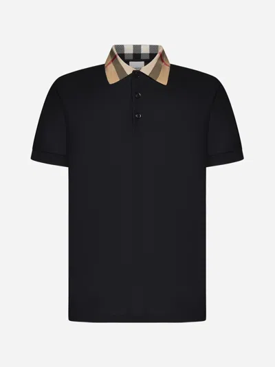 Shop Burberry Cody Cotton Polo Shirt In Black