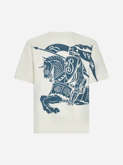 Shop Burberry Equestrian Knight Cotton T-shirt In Plaster