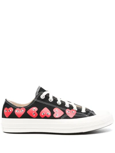 Shop Comme Des Garçons Play Sneakers With Hearts In Black