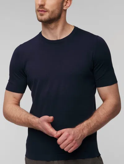 Gran Sasso T-shirt M/c Retta In Filo Cotone Organico T-shirt In Blue Navy