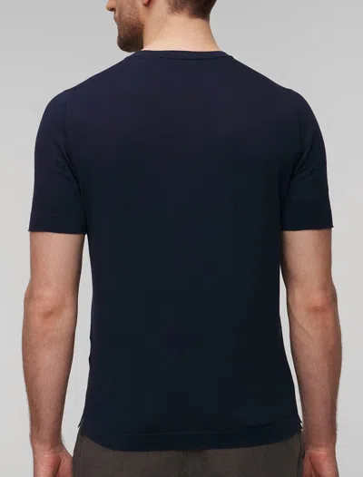 Gran Sasso T-shirt M/c Retta In Filo Cotone Organico T-shirt In Blue Navy