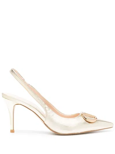 Shop Twinset Slingback With Logo In Golden