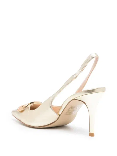 Shop Twinset Slingback With Logo In Golden