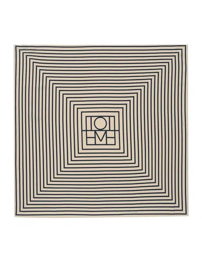 Shop Totême Signature Monogram Silk Scarf Crème In Multicolour