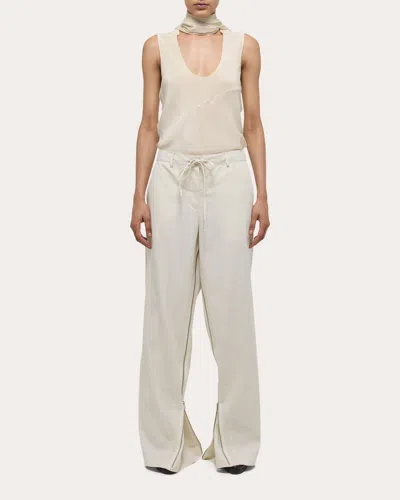 Shop Helmut Lang Women's Gusset Wide-leg Pants In White